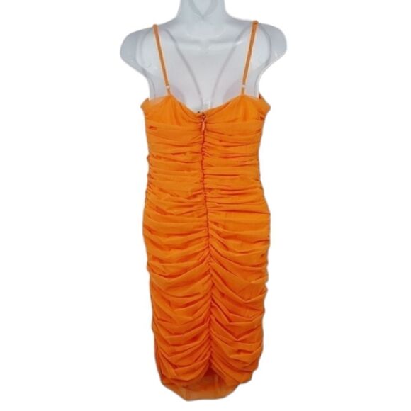 NEW Akira Tangerine Sheer Mesh Ruched Bodycon Mini Dress Size XL - Picture 12 of 13